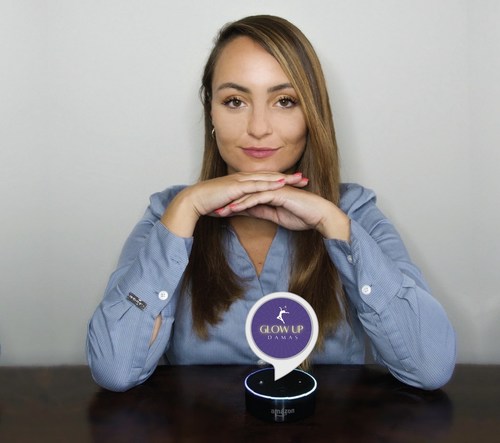 Danielle Vantini with Amazon Echo device — Global Alexa Skills Challenge 1st Place 2021